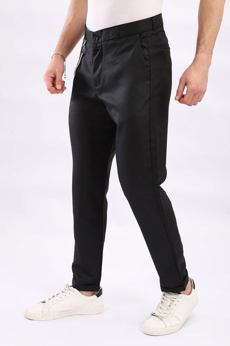 White Rabbit Slub Pattern Classic Chino Pants - Black