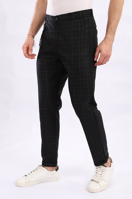 White Rabbit Slub Pattern Classic Chino Pants - Black