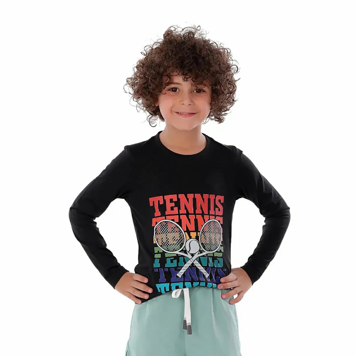 Anja - Black Tennis T-Shirt 0088-For boys