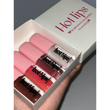 Hot Lips -Lip Gloss  pink big brush set 4 shades For Women