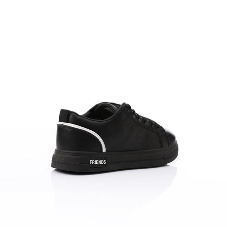 White Rabbit -Black Engraved Shapes Elegant Sneakers