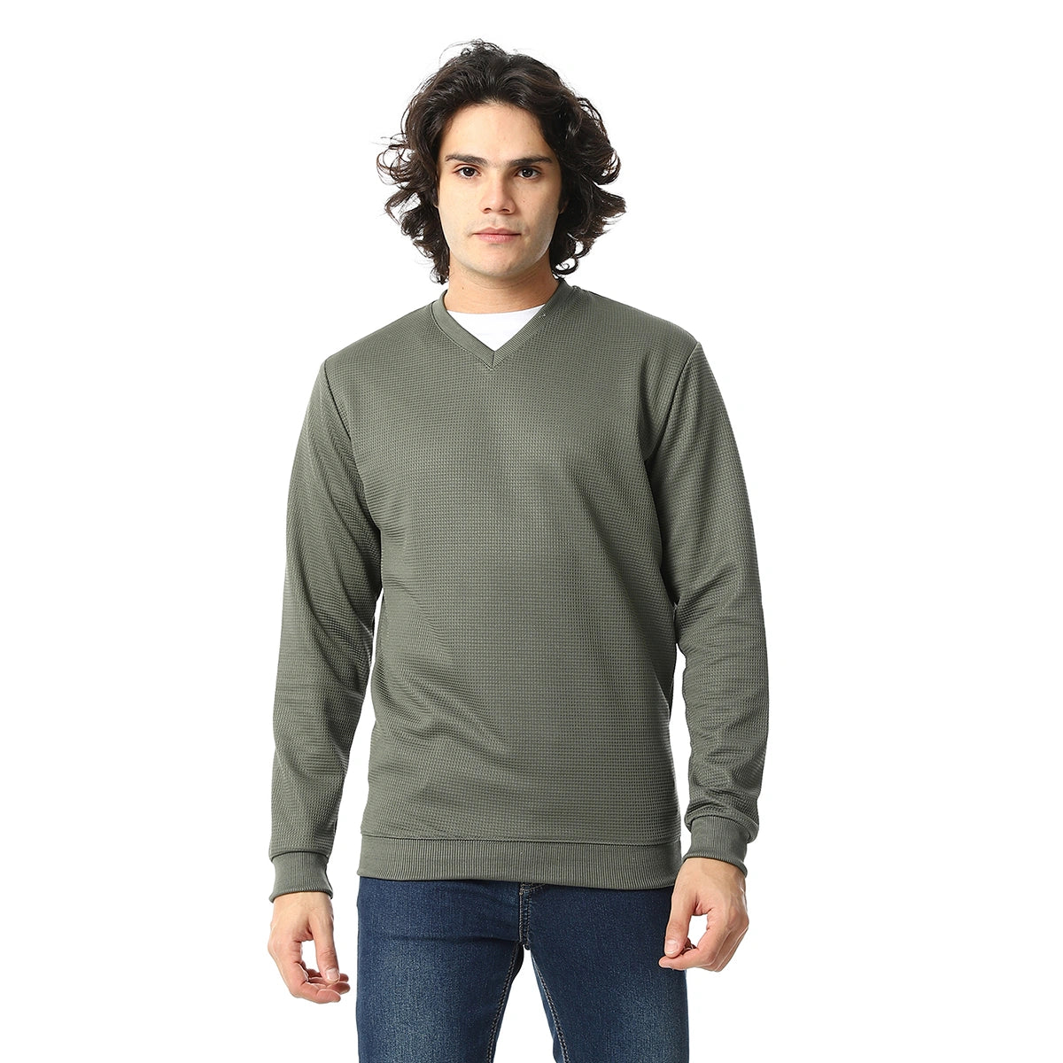Red Circle - V-Neck Fog Knitted Pullover for - Men