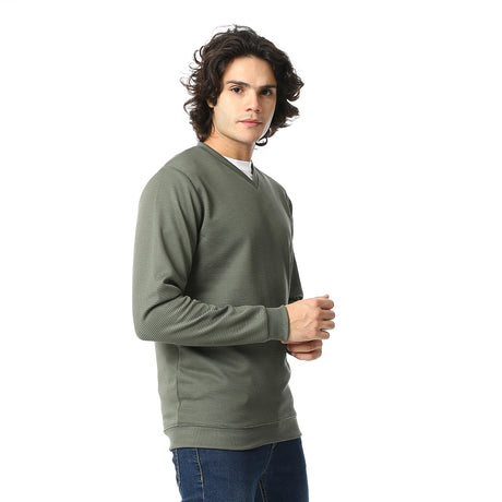 Red Circle - V-Neck Fog Knitted Pullover for - Men