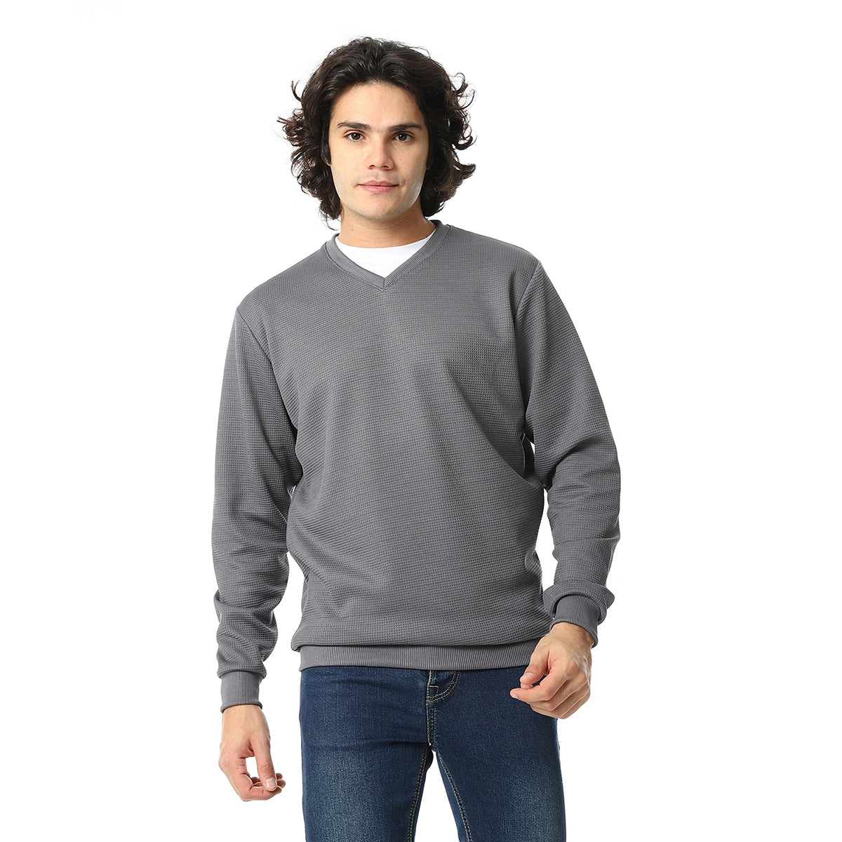 Red Circle - V-Neck Fog Knitted Pullover for - Men
