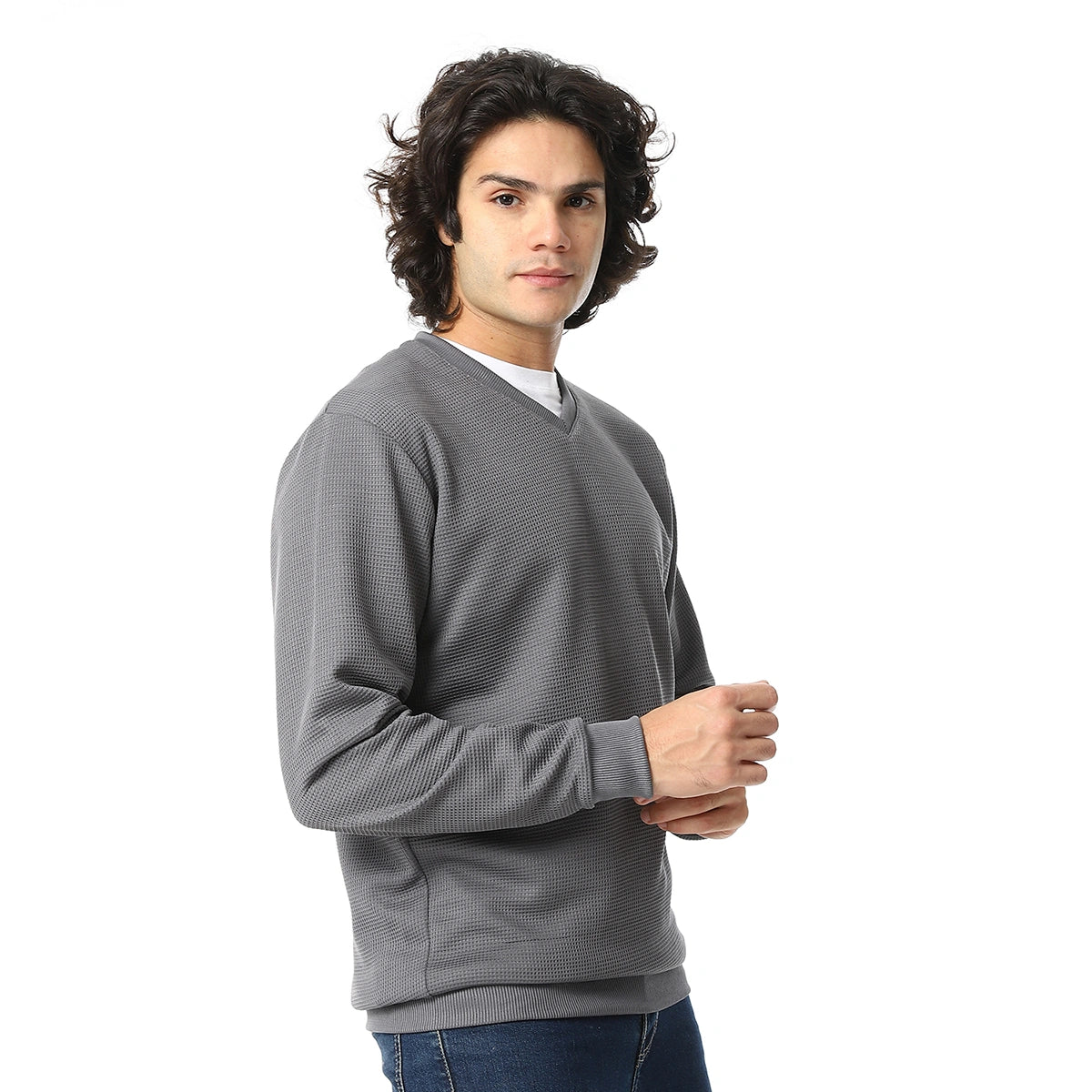 Red Circle - V-Neck Fog Knitted Pullover for - Men