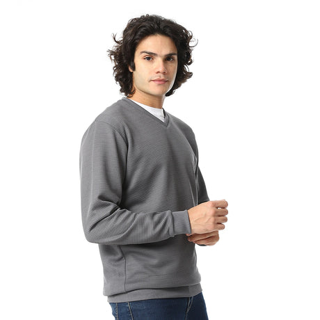 Red Circle - V-Neck Fog Knitted Pullover for - Men