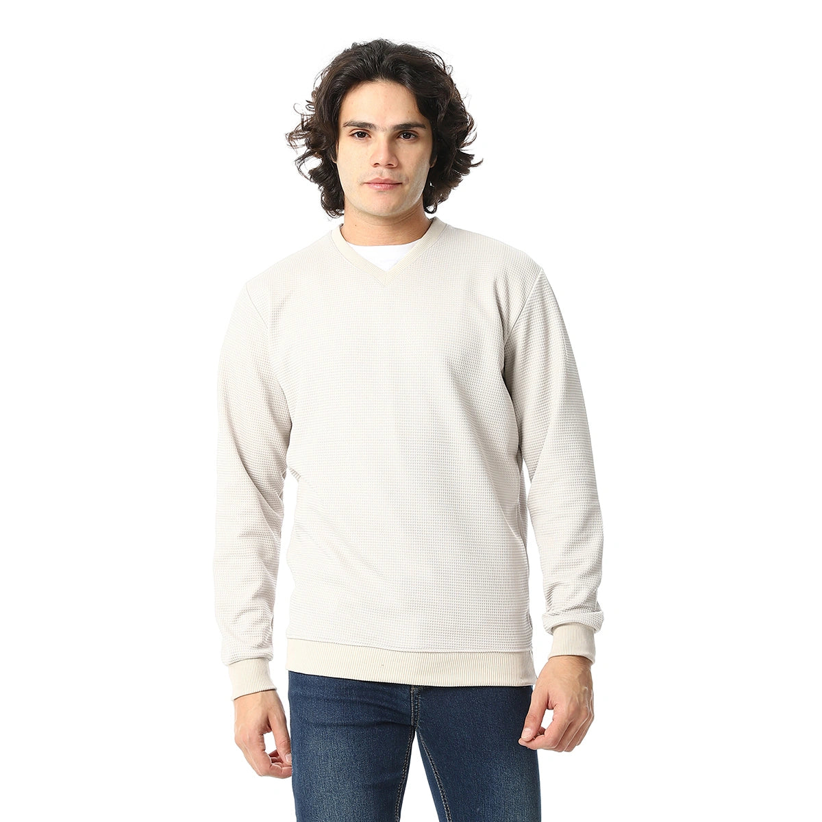 Red Circle - V-Neck Fog Knitted Pullover for - Men
