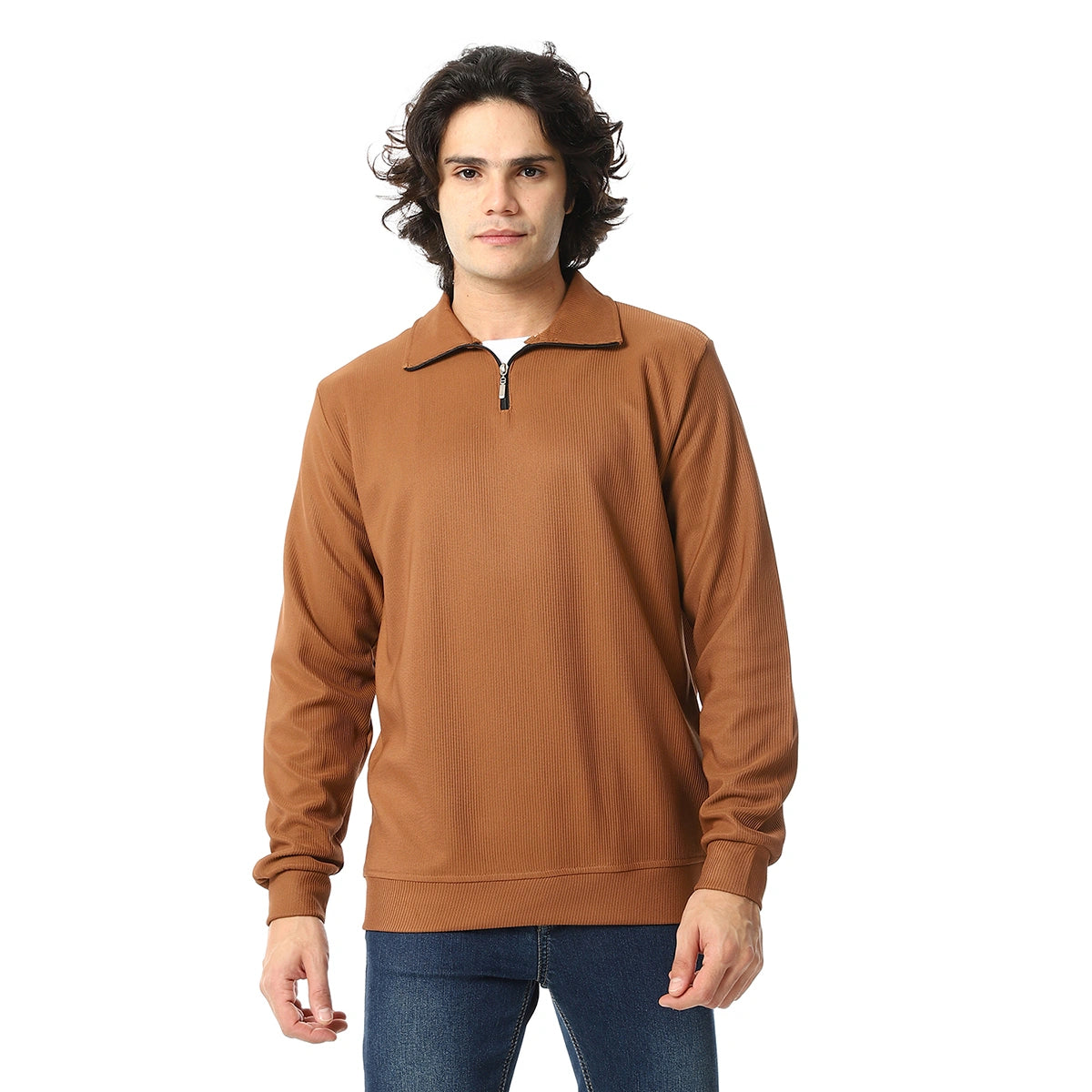 Red Circle - Zipper Casual Plain Sweatshirt for - Men