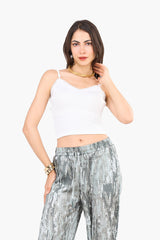 Cropped Ribbed Top with Lace
