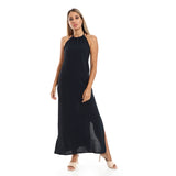 Red circle -  - Side Slits Backless Halter Neck Beige Cover Up Dress