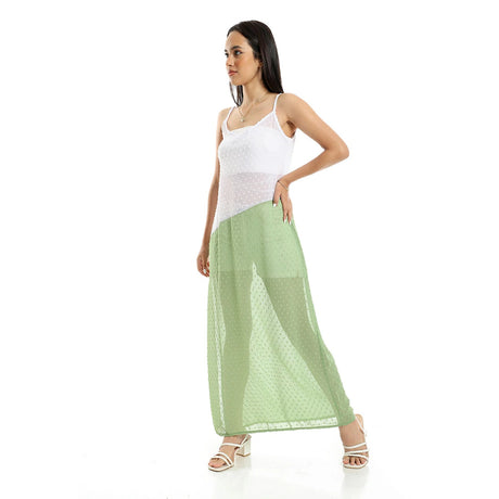 Red circle -  - Bi-Toned White & Mint Spaghetti Sleeves Cover-Up