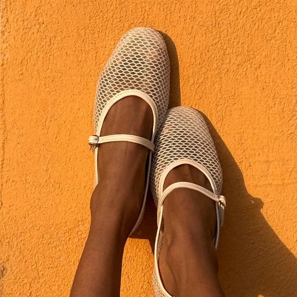 Katee - BAILATIRA BEIGE FISHNET FLATS
