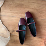 Katee - BAILATIRA FLASH BURGUNDY  FLATS (SQUARE -TOE)