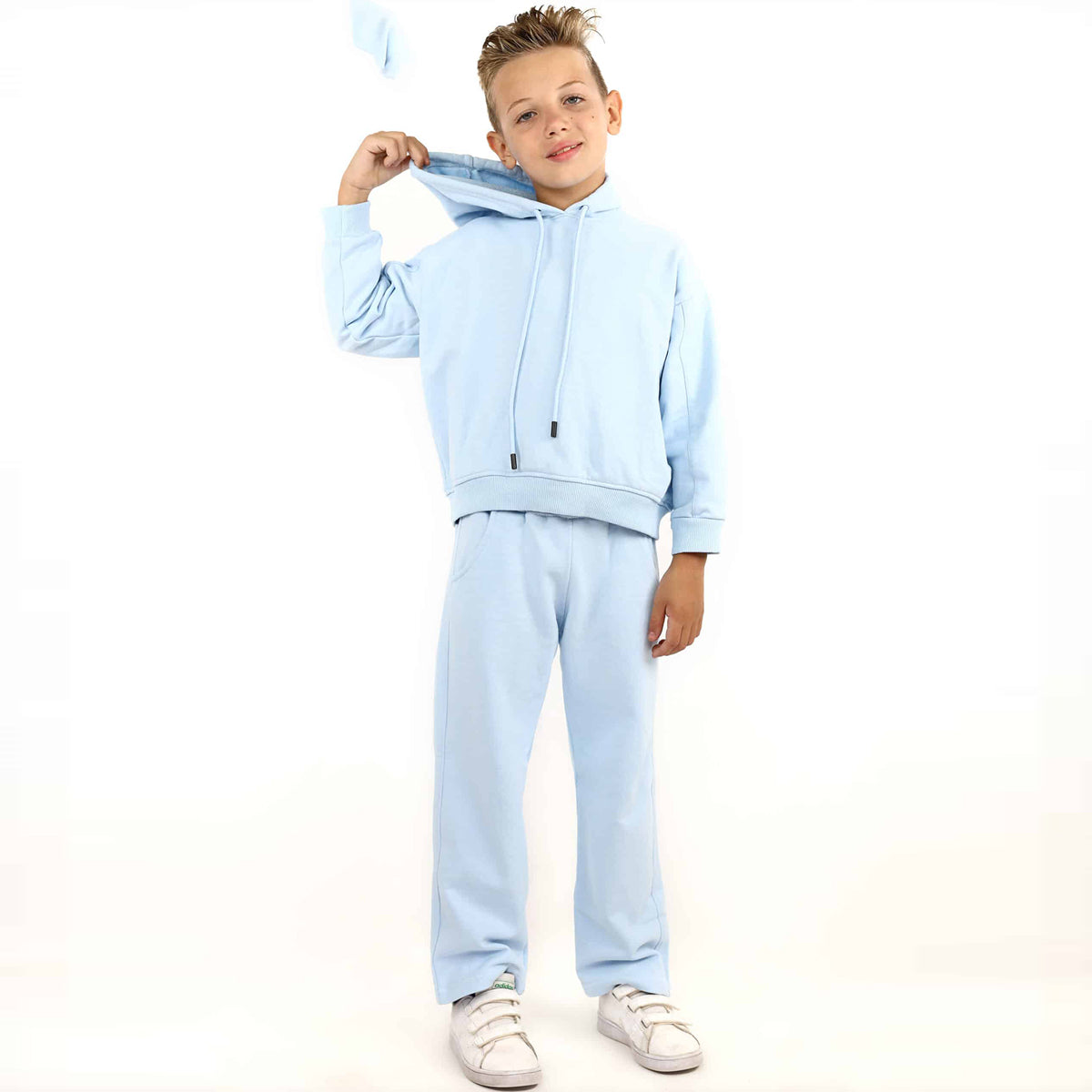 Minime - Set BOYS COTTON HOODIE BABY BLUE