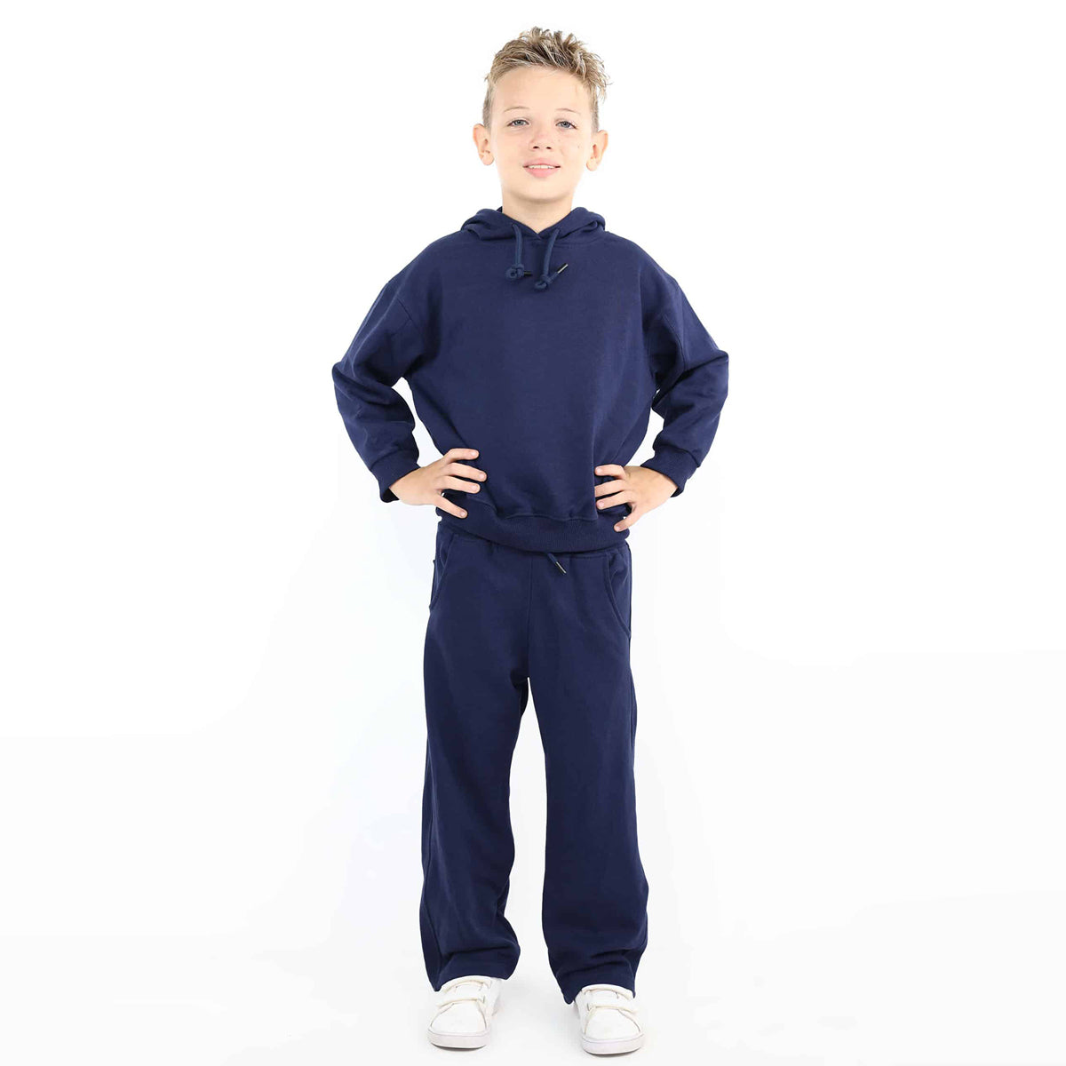 Minime - Set BOYS COTTON HOODIE DARK BLUE