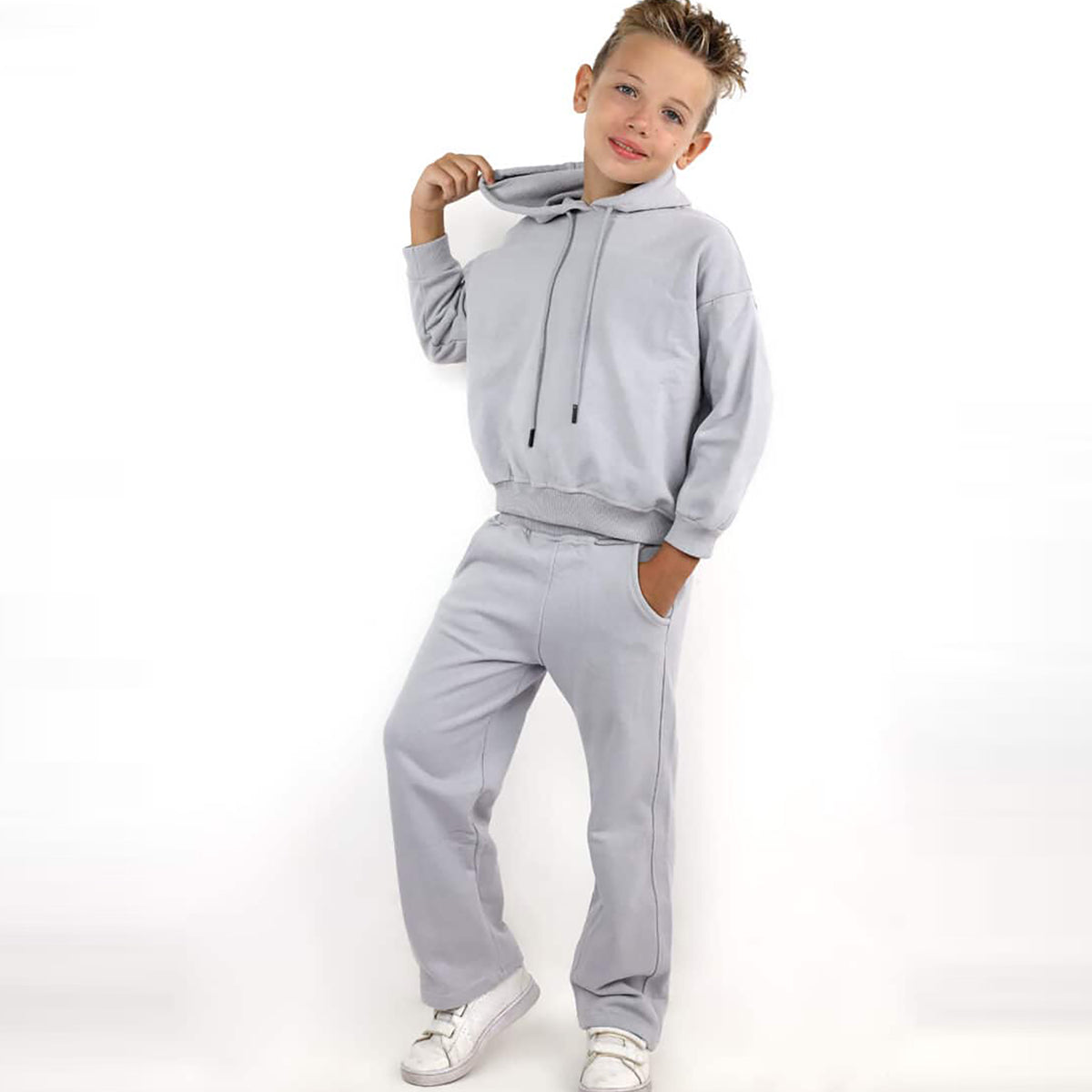 Minime - Set BOYS COTTON HOODIE GRAY