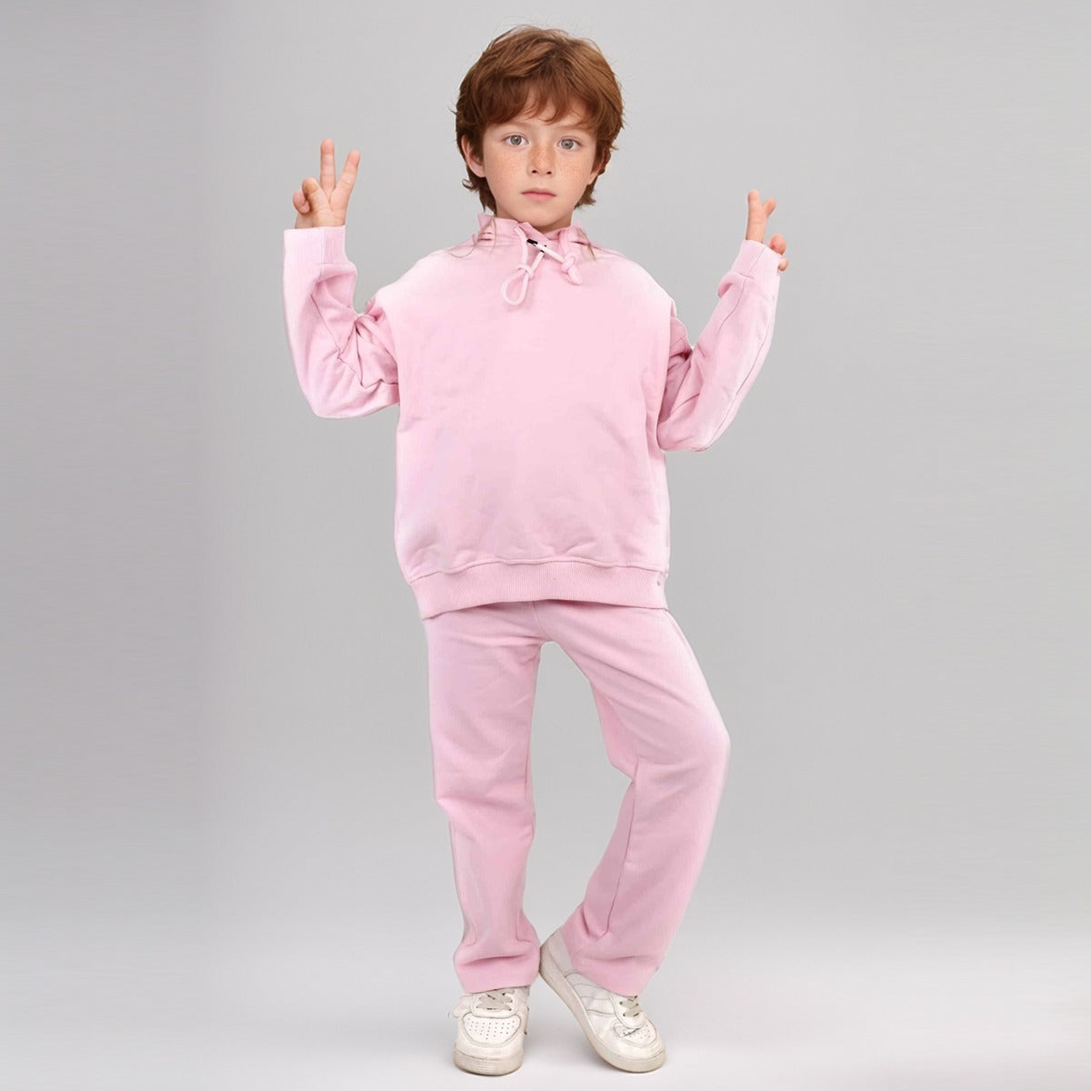 Minime - Set BOYS COTTON HOODIE PINK