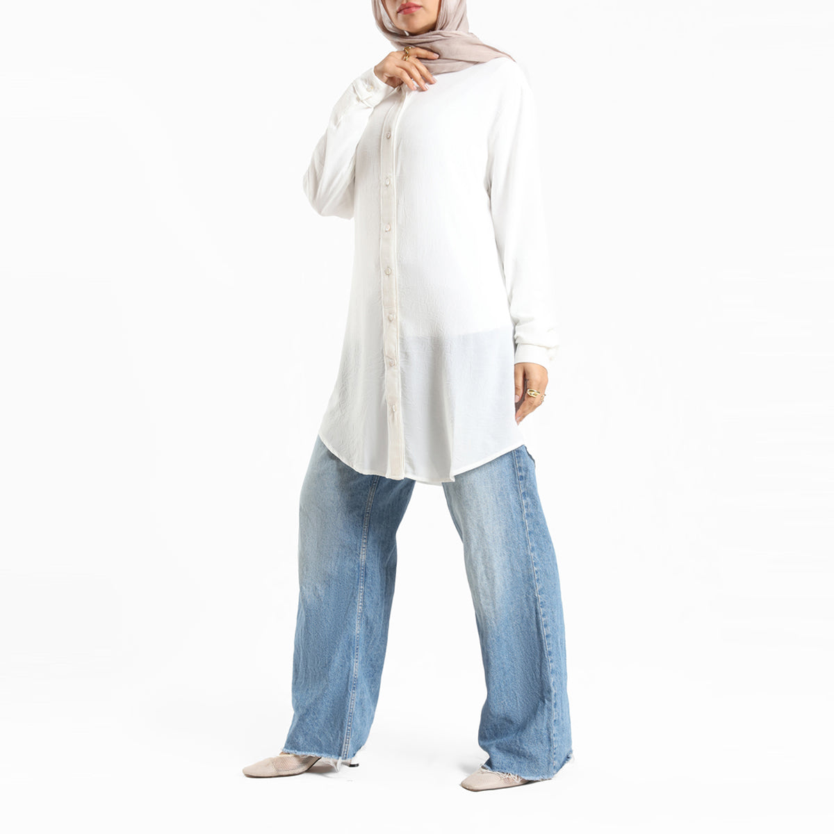 Emalina - Chiffon Button Down Shirt