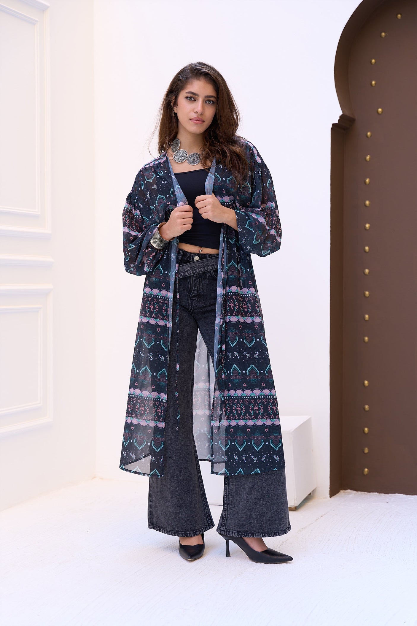 Carina - Printed Kimono with Elastic Waist