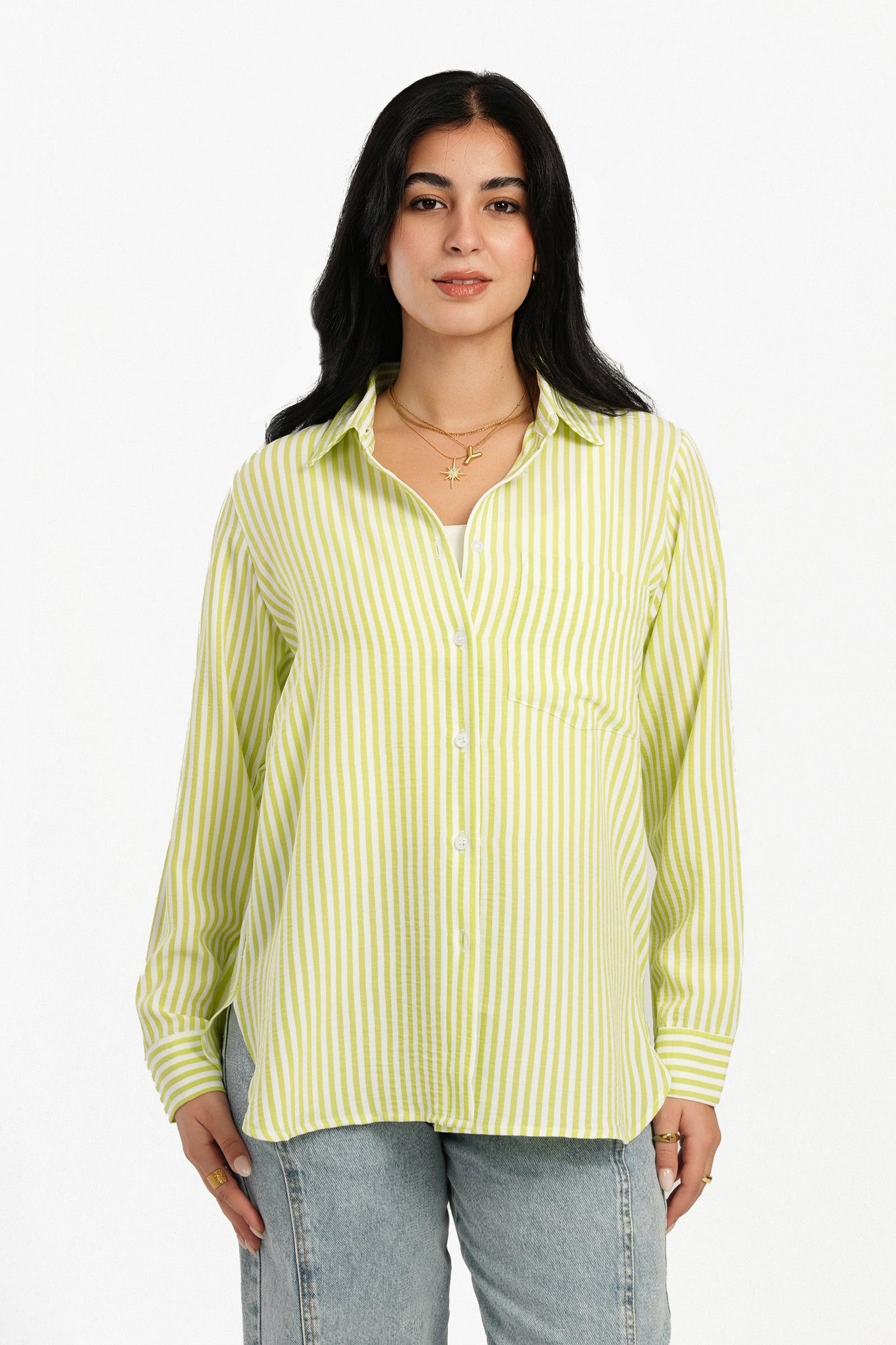 Carina - High Low Striped Shirt