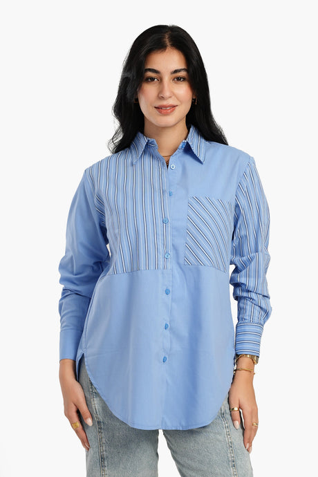 Carina -Blue Poplin Basic Shirt