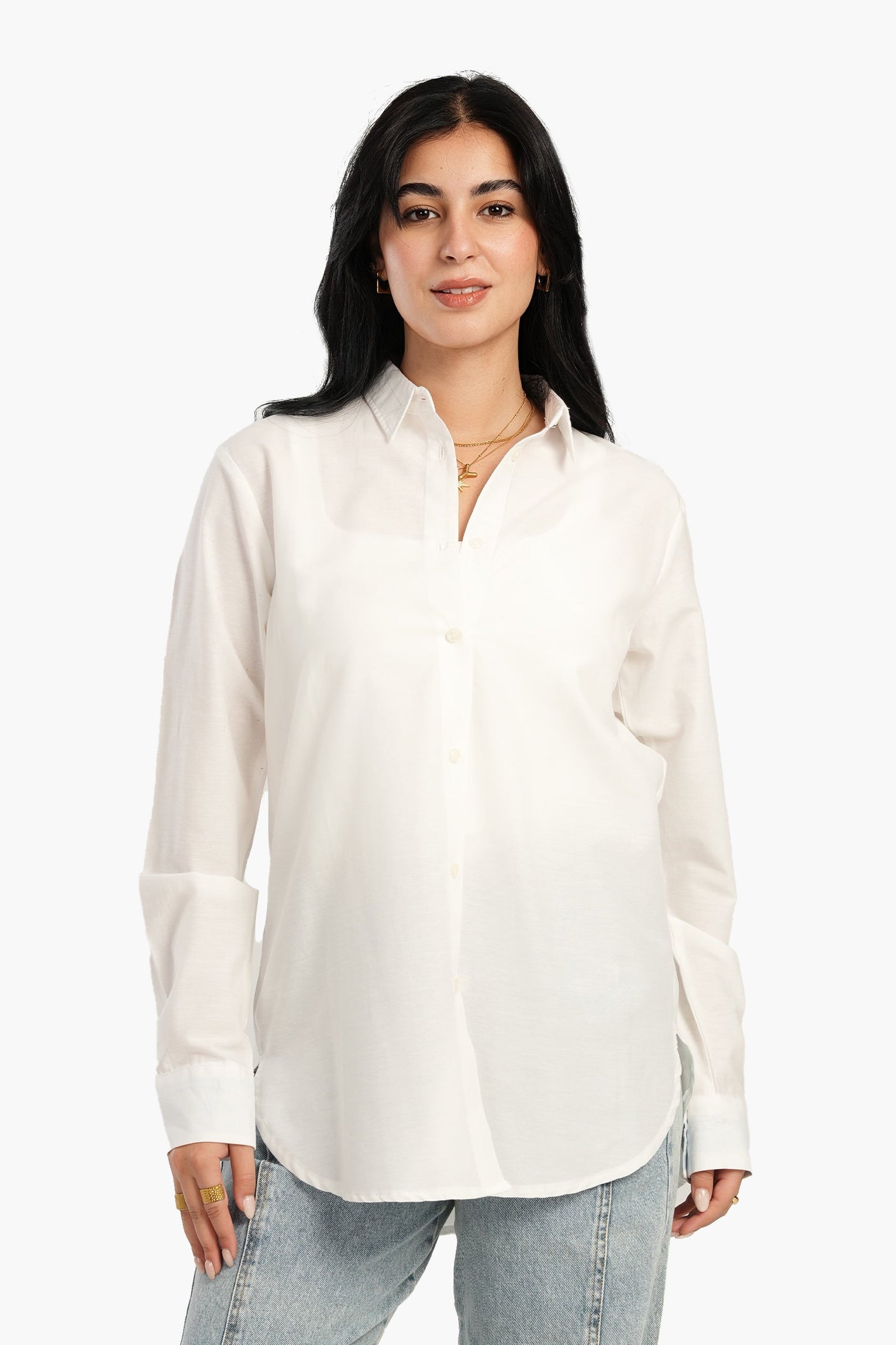 Carina - Off White Poplin Shirt