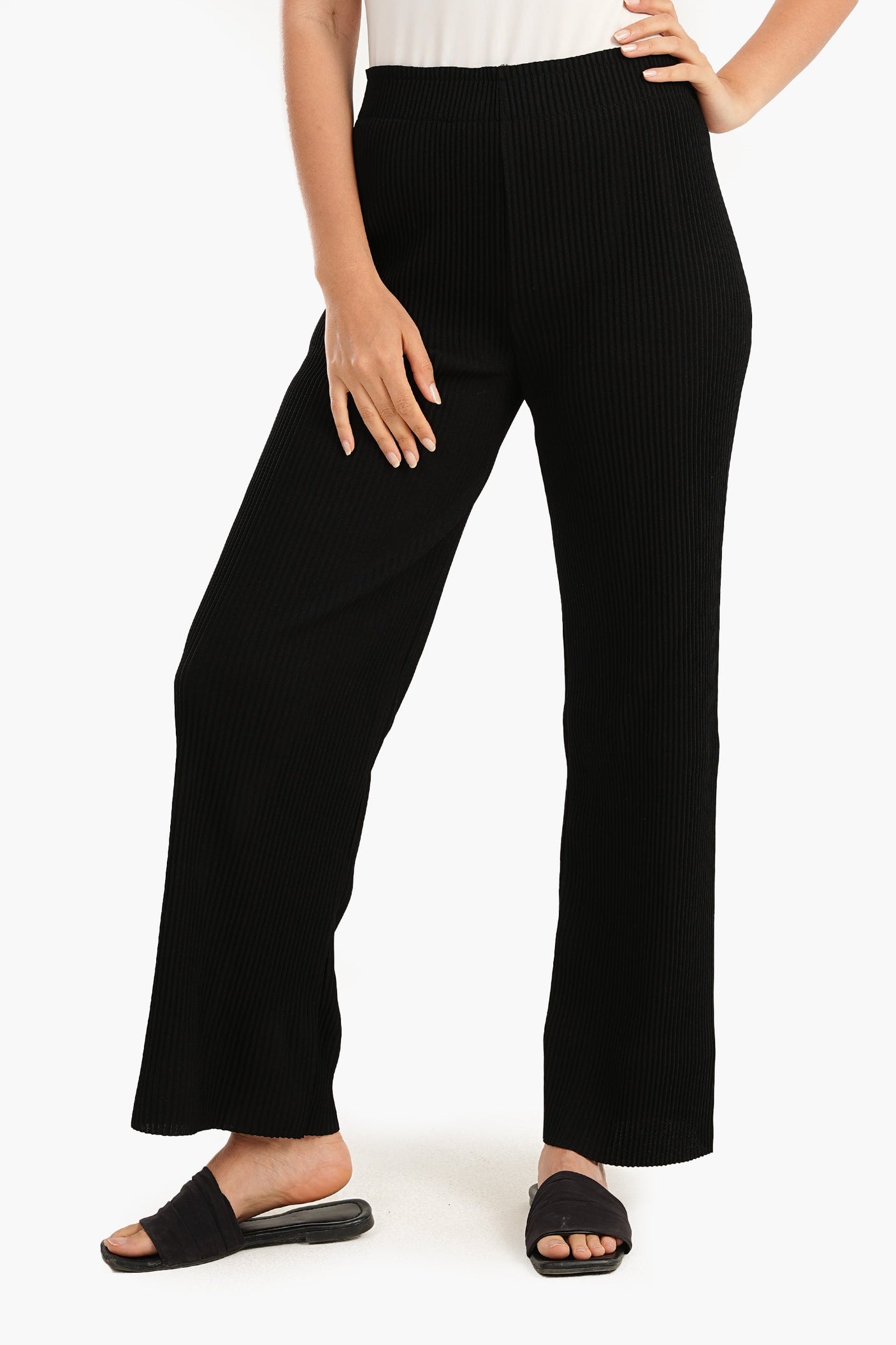 Carina -Black Ribbed Pants