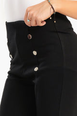 Black Leggings with Front Buttons