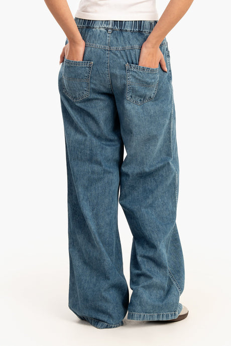 Carina - Elastic Waist Denim Pants