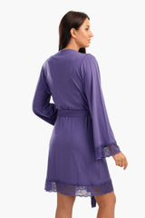 Carina -  Viscose Robe with Lace Details