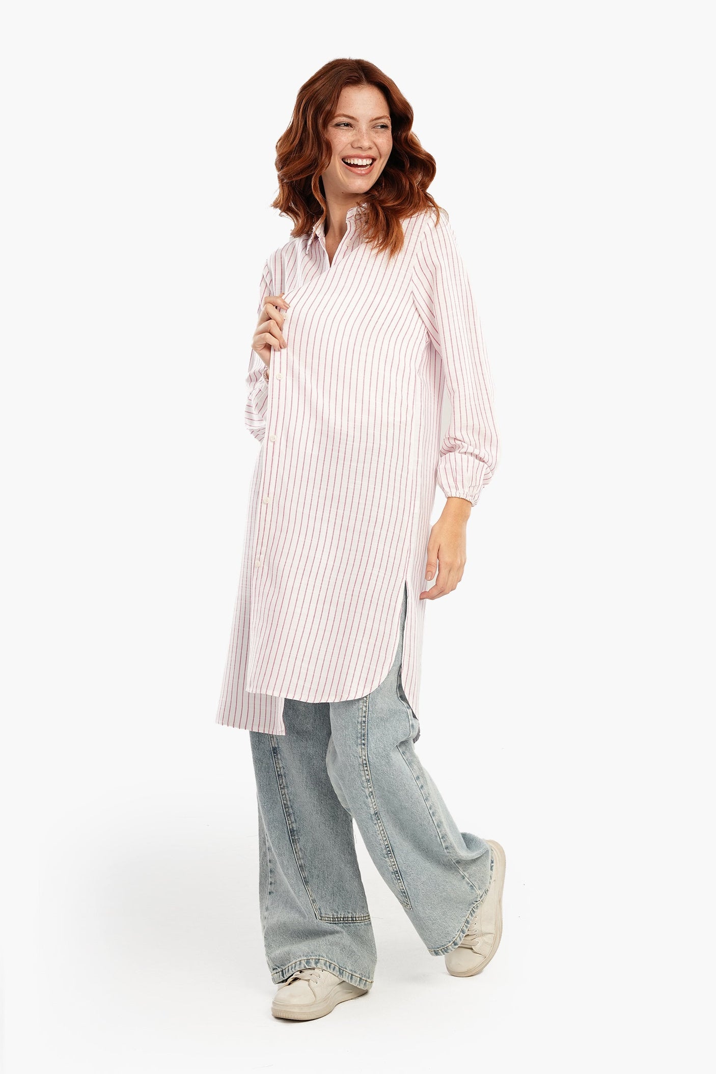 Carina - Striped Short Shirt Dress