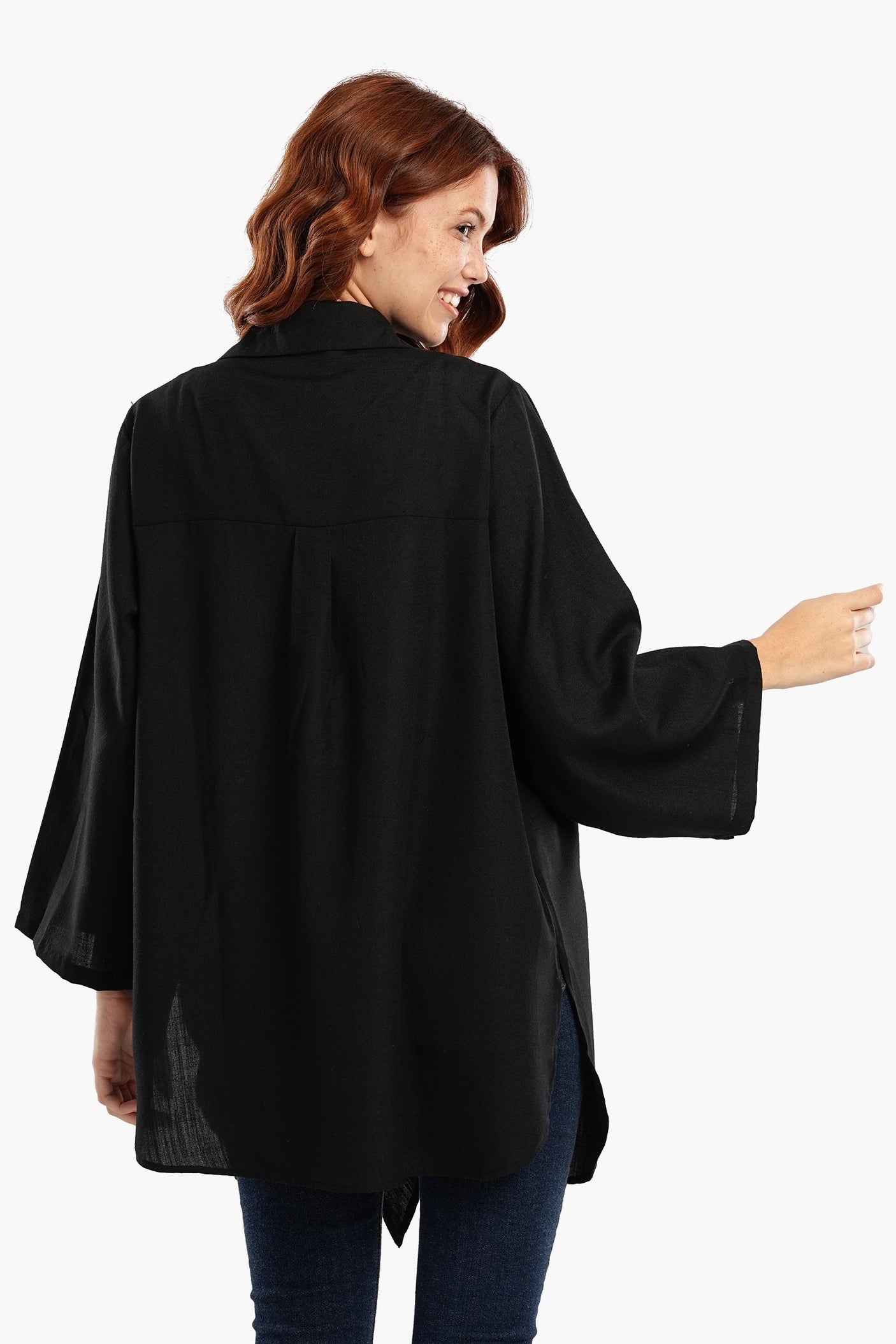 Carina - Black Kimono with Front Tie