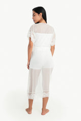 Carina -Organza Dotted Robe with Lace