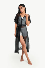 Carina -Organza Dotted Robe with Lace