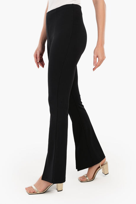 Carina - Black Ribbed Flare Pants
