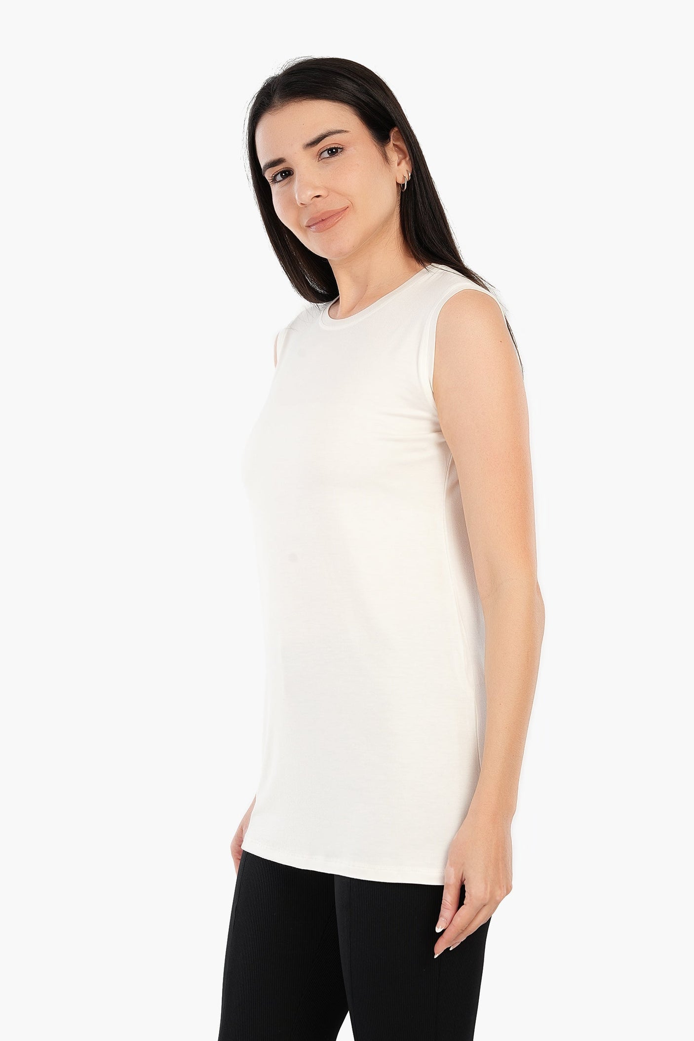 Carina - Viscose Sleeveless Long T-Shirt