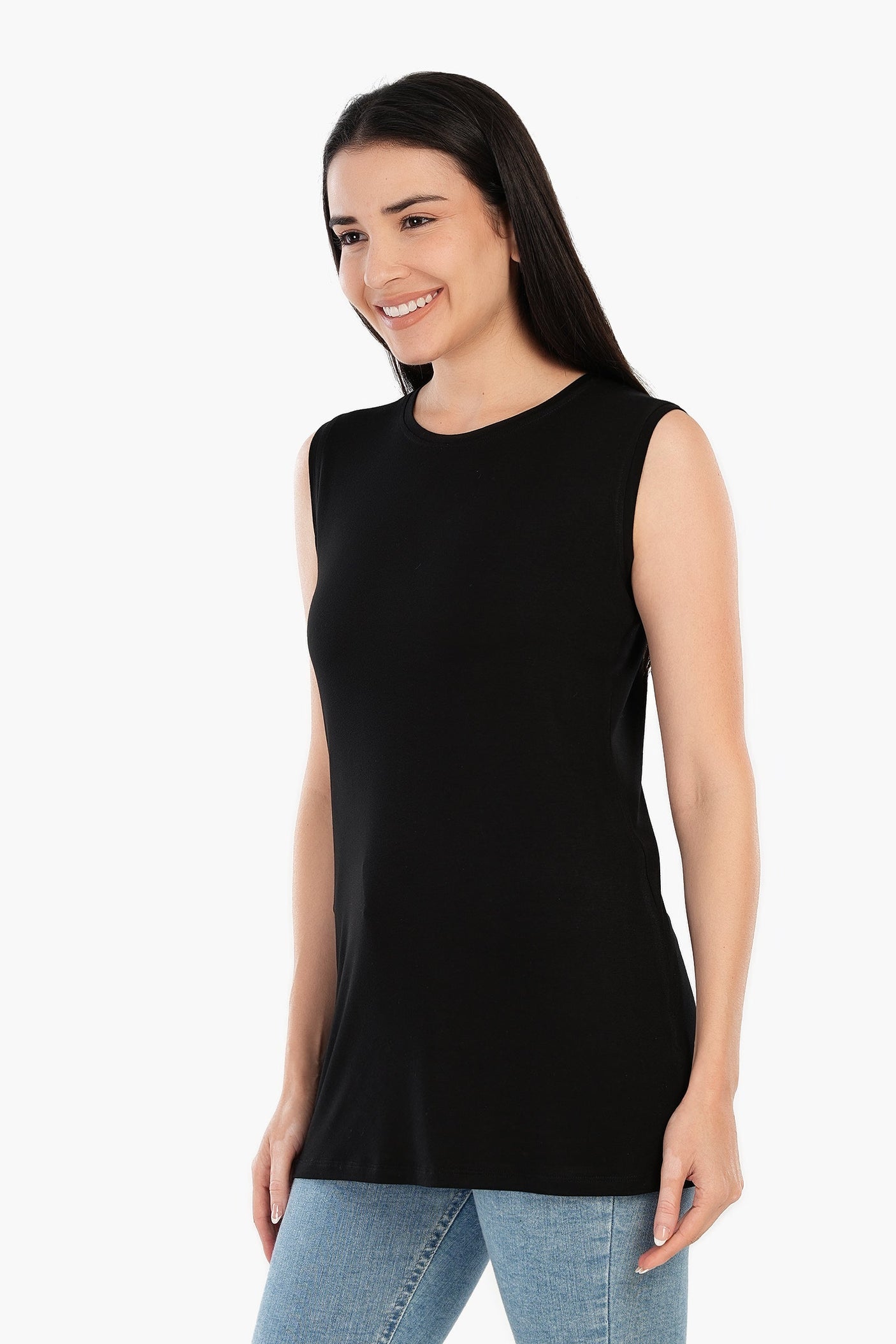 Carina - Viscose Sleeveless Long T-Shirt