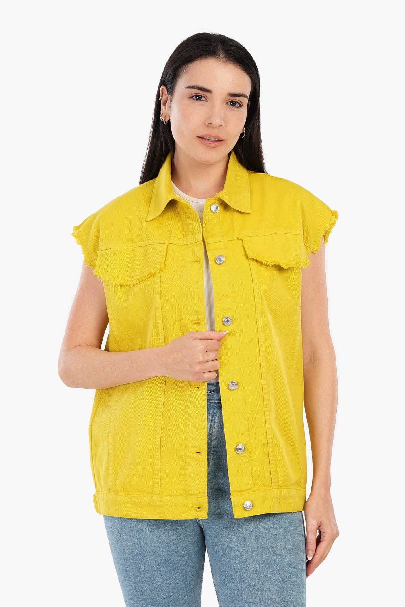 Carina - Raw Hem Denim Vest