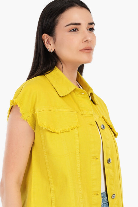 Carina - Raw Hem Denim Vest