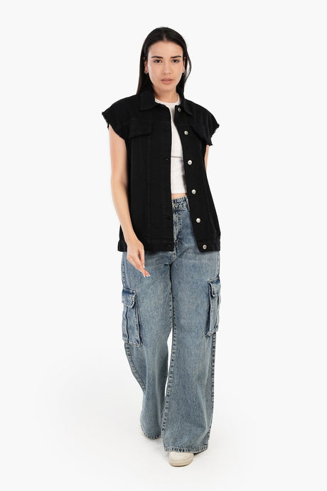 Carina - Raw Hem Denim Vest