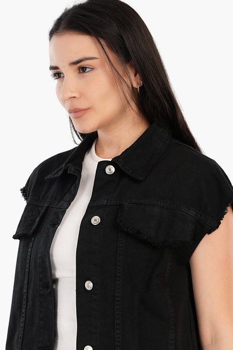 Carina - Raw Hem Denim Vest