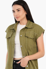 Carina - Raw Hem Denim Vest