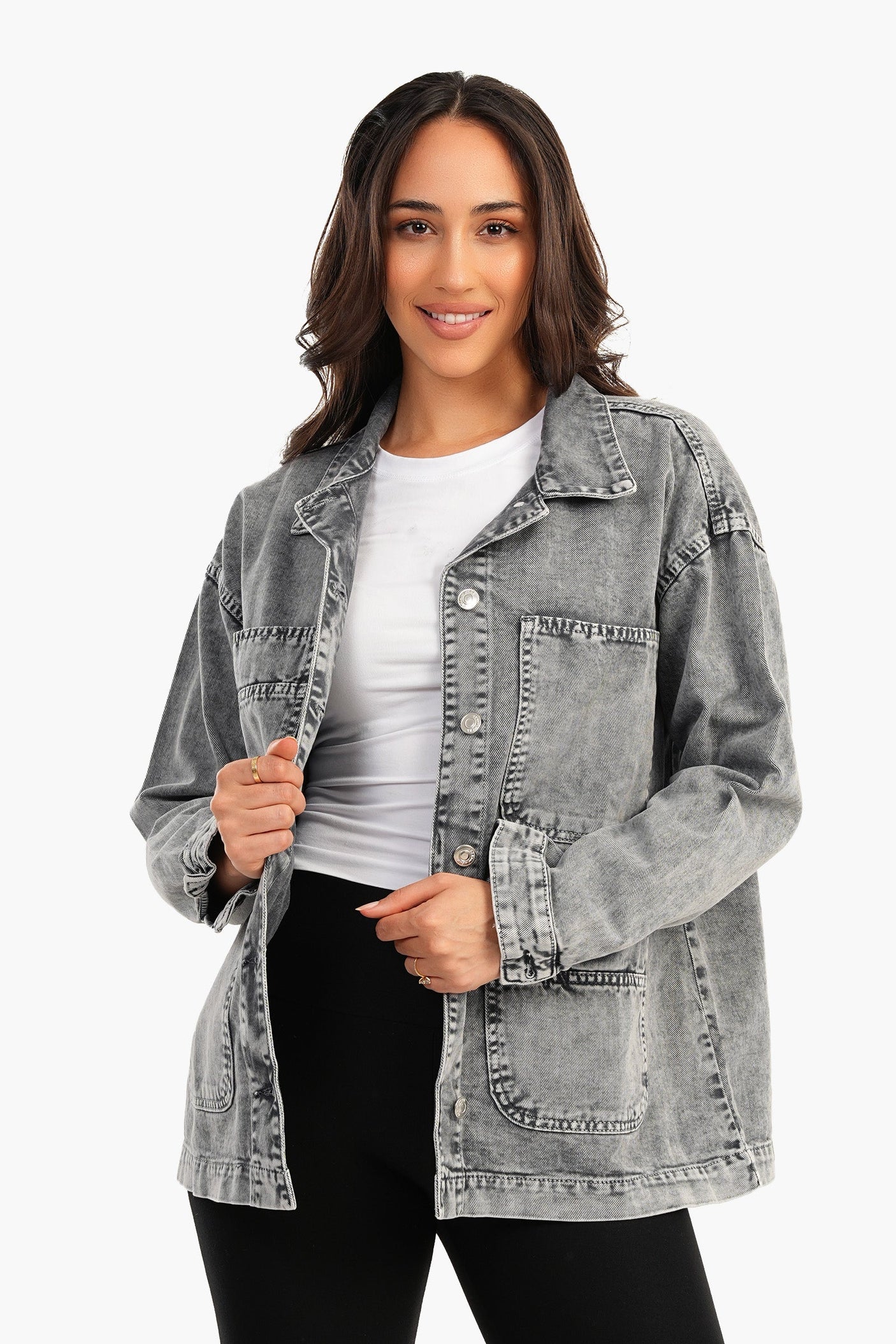 Carina -Denim Shirt with 4 Patched Pockets
