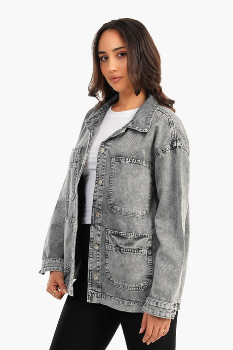 Carina -Denim Shirt with 4 Patched Pockets