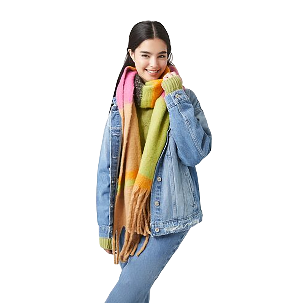 Forever 21 - Striped Fringe Oblong Scarf - Sold by FIG