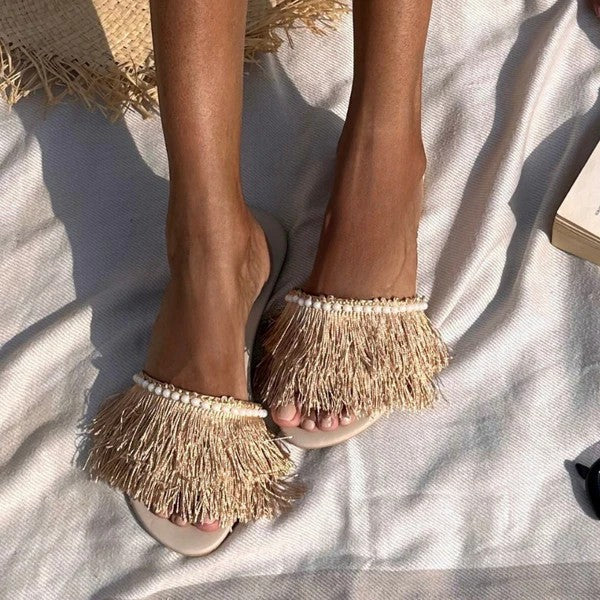 Katee - FRANJA BEIGE  SLIPPERS