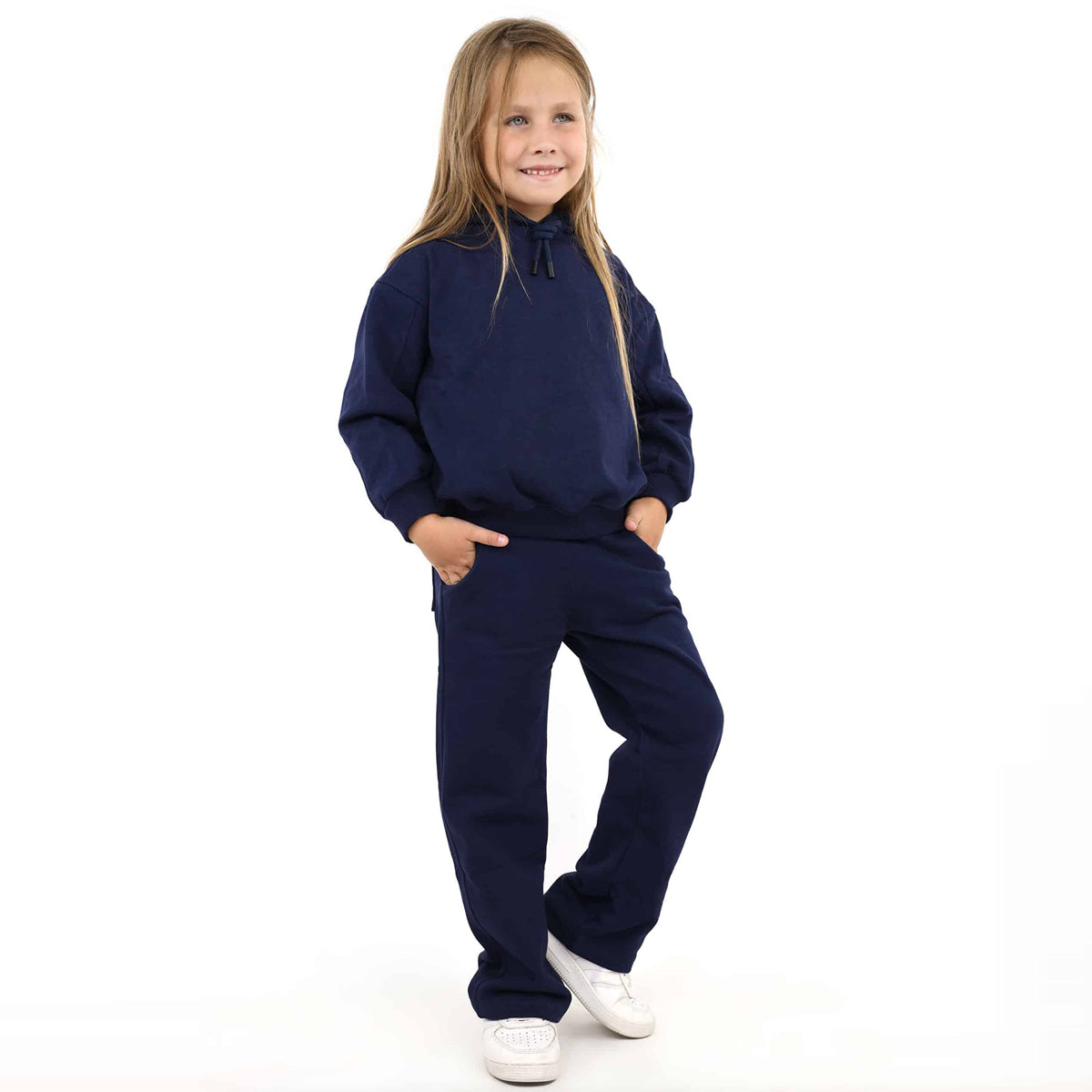 Minime - Set Girls COTTON HOODIE DARK BLUE