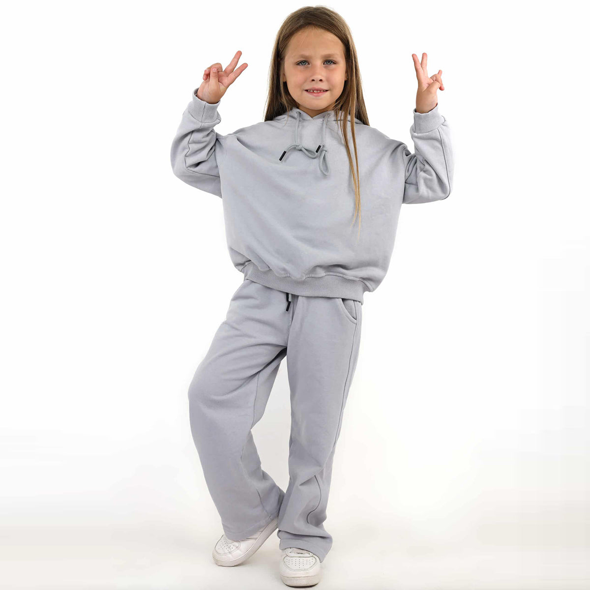 Minime - Set Girls COTTON HOODIE GRAY