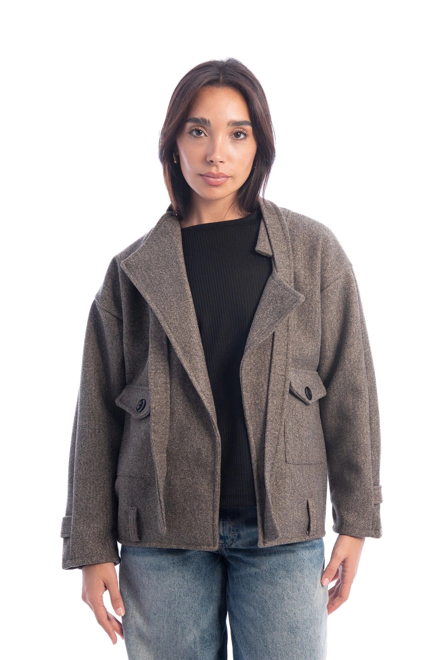 Hans-Crop Irregular Jacket