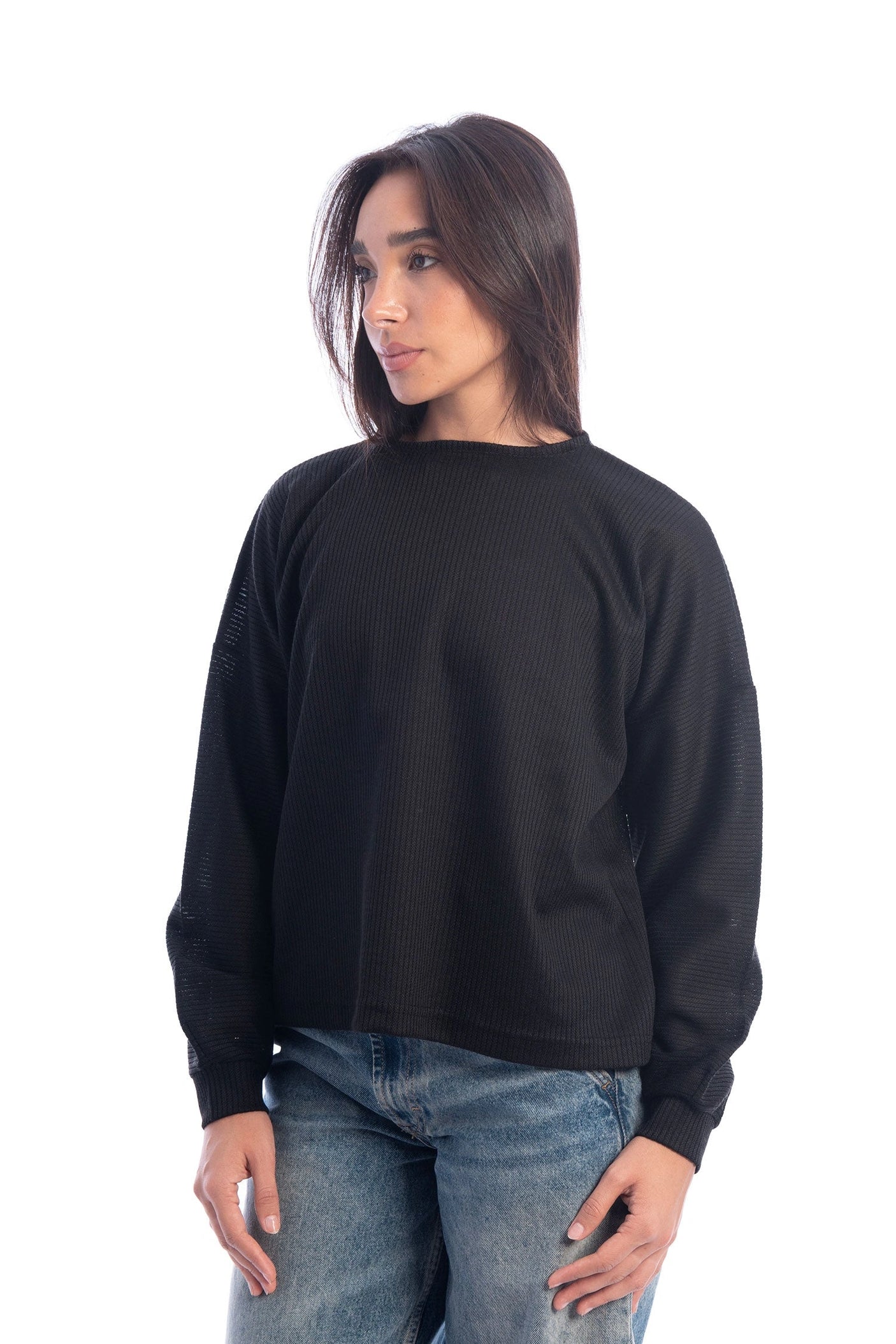 Hans-Solid Crew Neck Knitted Top